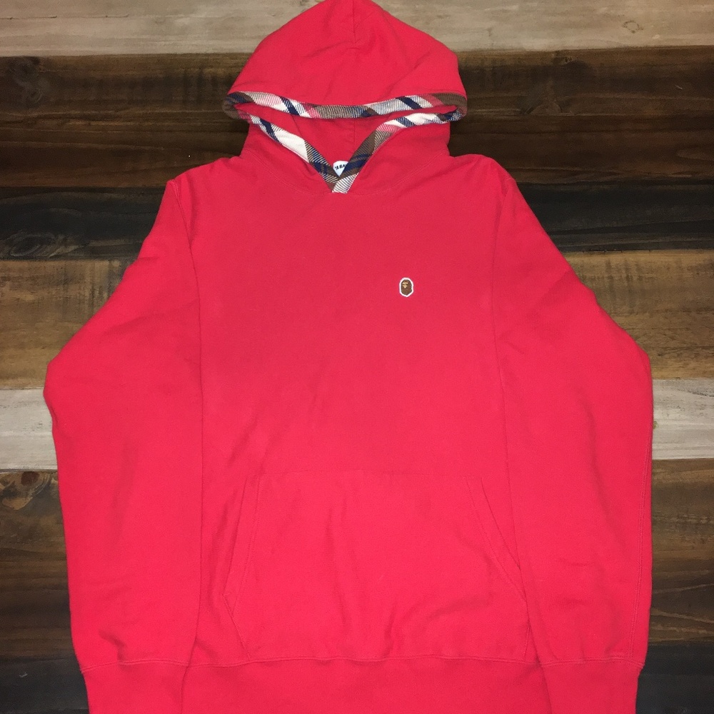 A Bathing Ape Red/Plaid Casual Hoodie
